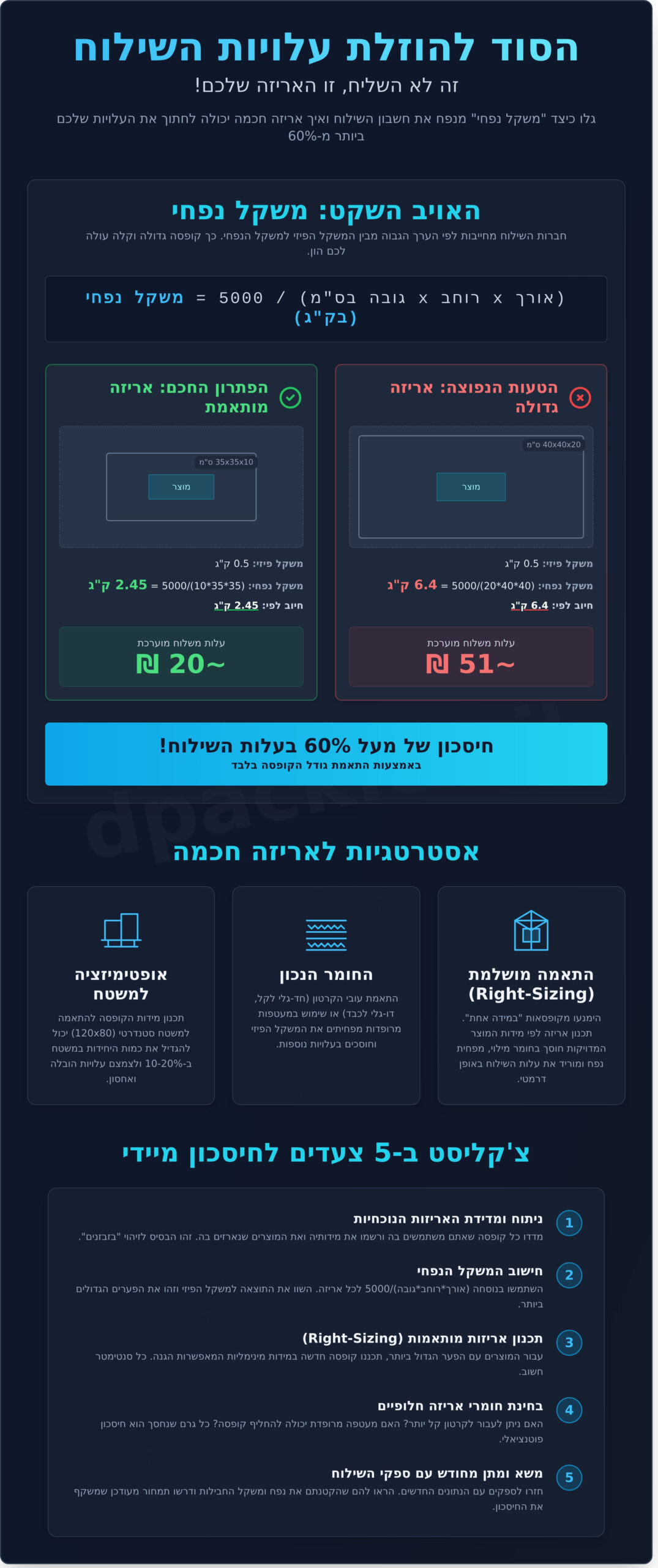איך להוזיל עלויות שילוח: המדריך המלא לעסקים ב-2026 - Infographic