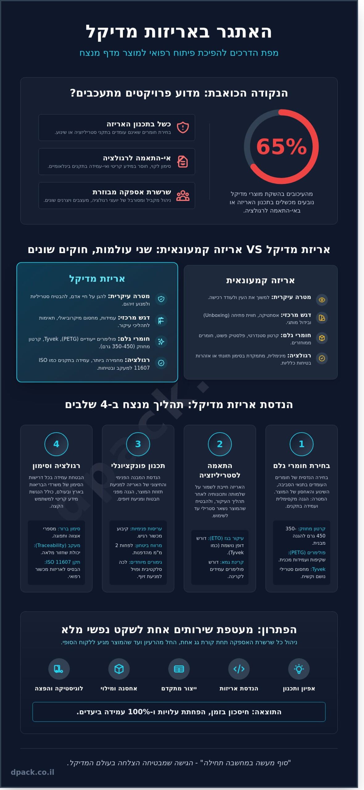 מדיקל 2026: המדריך המלא לפתרונות אריזה, לוגיסטיקה ומיתוג בעולם הרפואי 1 מדיקל 2026: המדריך המלא לפתרונות אריזה, לוגיסטיקה ומיתוג בעולם הרפואי - Infographic