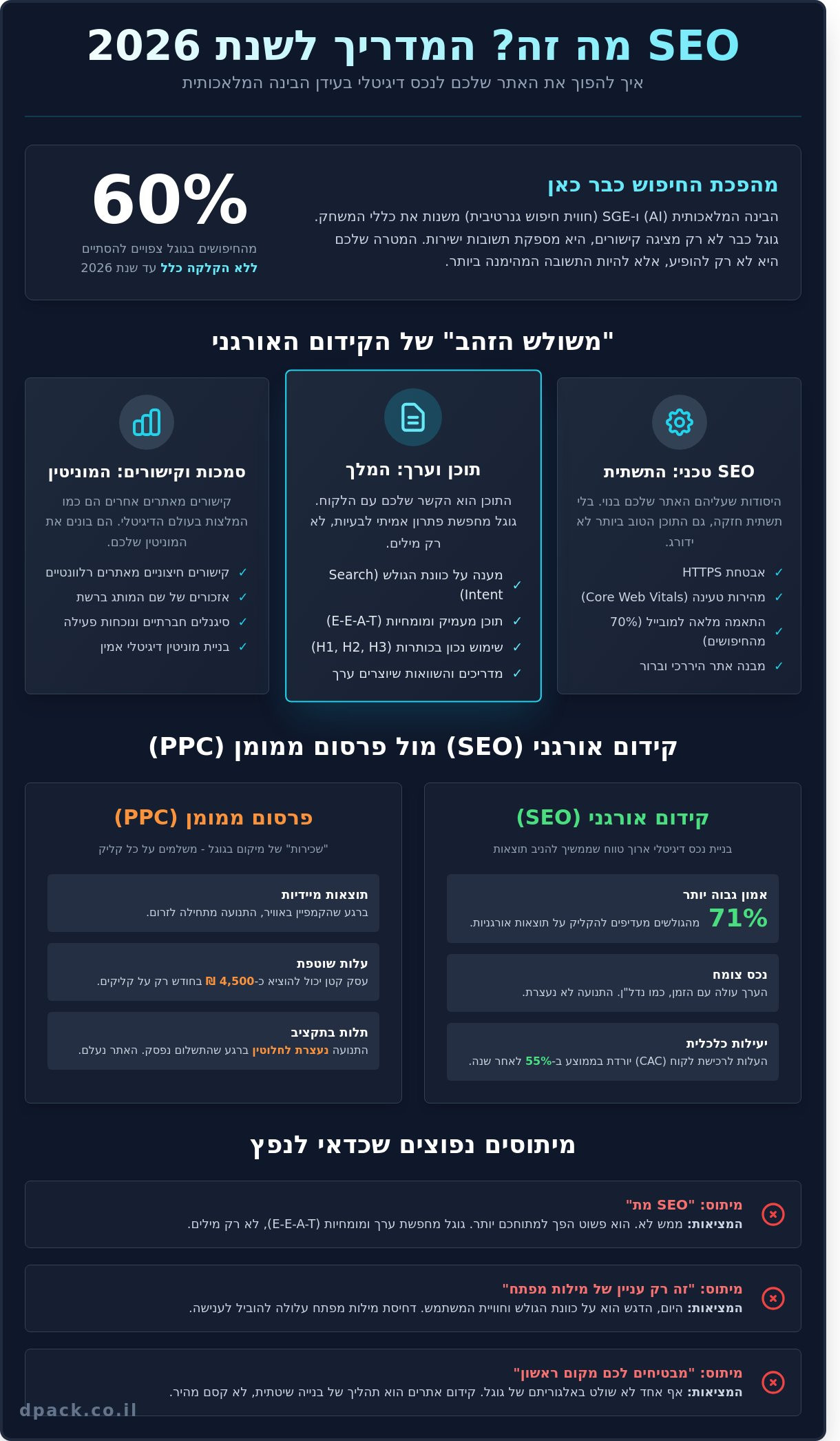 מה זה SEO? המדריך המלא לקידום אתרים לעסקים ב-2026 1 מה זה SEO? המדריך המלא לקידום אתרים לעסקים ב-2026 - Infographic